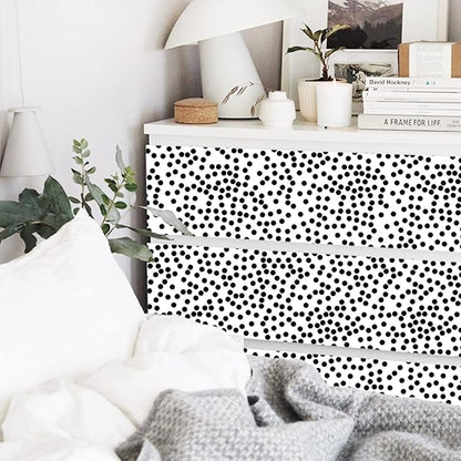 17.3”x120” Black and White Polka-Dot Wallpaper Self-Adhesive Contact Paper Moire Dot Peel and Stick Decorative Wallpaper Spots Contact Paper for Walls Bedroom Living Room Nurseryls