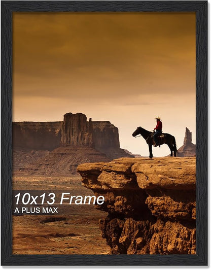 A PLUS MAX 10x13 Picture Frame, Black Engineered Wood Frame for 10 x 13 Inch Picture Poster Photo, Light Weight 10 by 13 Frame with Wood-grain for Wall - 1 Pack/Black/10 x13