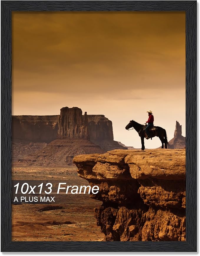 A PLUS MAX 10x13 Picture Frame, Black Engineered Wood Frame for 10 x 13 Inch Picture Poster Photo, Light Weight 10 by 13 Frame with Wood-grain for Wall - 1 Pack/Black/10 x13