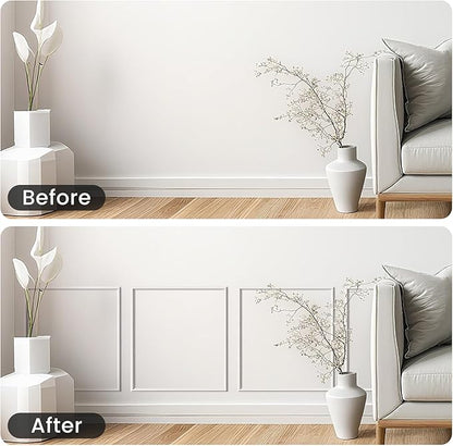 Peel and Stick Wainscoting Panels Kit, 3 Sets 16''x20'' Premade Wall Molding Peel and Stick Panels for Interior Wall Trim, Easy DIY Wainscoting Panels Peel and Stick Decor