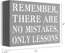 Barnyard Designs Wooden Box Sign Motivational Desk Decor, Inspirational Office Desk Decorations for Women Office Bathroom Shelf Décor (No Mistakes)