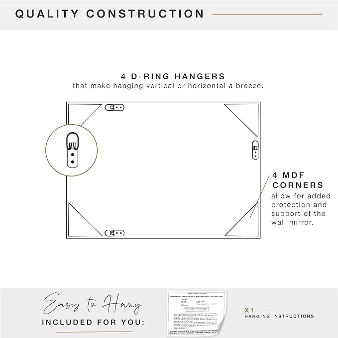 MCS Micro Rope Front Loaded Wall Mirror, (30x48, Brushed Nickel)