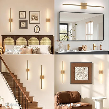 Battery Operated Wall Sconce Set of 2, 10400mAh Rechargeable Wall Sconces, 3000K-6000K Dimmable, 350°Rotate, Indoor Wall Lights for Bedroom Living Room, Original Wood, 31.5 Inch