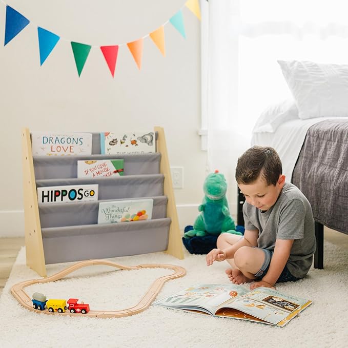 Wildkin Sling Bookshelf, Natural with Grey
