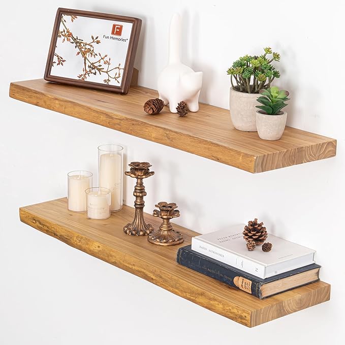 Fun Memories Floating Shelves for Wall, Live Edge 32