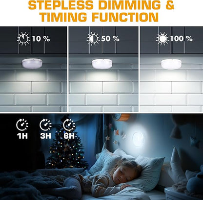 EverBrite Puck Lights with Remote, Rechargeable Linked Sensor Under Cabinet Lights, 10 RGB Colors, Group Control Dimmable Kitchen & Bedroom (6-Pack)