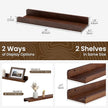 Floating Shelves for Wall - Wood Picture Ledge Shelf Set of 2 - Dark Wood Wall Shelves with Lip - Walnut Picture Frame Shelf