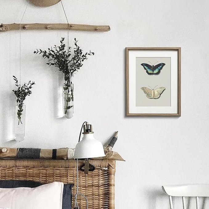 InSimSea Framed Canvas Wall Art, Retro Butterfly Floral Art Prints, Rustic Neutral Decor for Living Room Bedroom Dorm Hallway Bathroom, Vintage Farmhouse Cottage Decor Aesthetic, 11x14 Inch