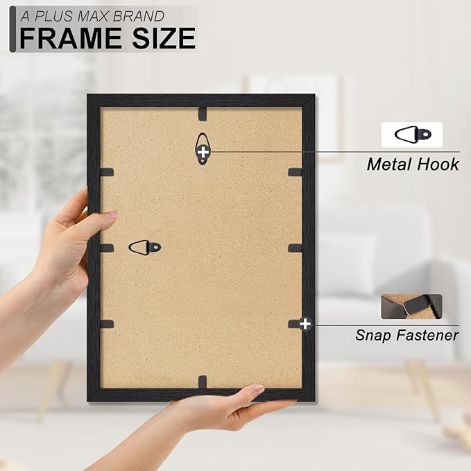 A PLUS MAX 11x13 Picture Frame, Black Engineered Wood Frame for 11 x 13 Inch Picture Poster Photo, Light Weight 11 by 13 Frame with Wood-grain for Wall - 1 Pack/Black/11 x13