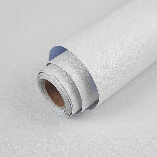 White Textured Wallpaper Peel and Stick - Removable Silk Embossed Vinyl Wrap Paper for Cabinet - New Environmentally Friendly Upgrade Wall Paper for Cabinets, Shelves, Backsplash 15.7 X 118 Inch