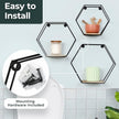 Greenco Geometric Hexagon Shaped Floating Shelves, Honeycomb Shelves, Home Decor, Metal Wire and Rustic Wood Wall Storage Shelves for Bedroom, Living Room, Bathroom, Kitchen and Office – Set of 3