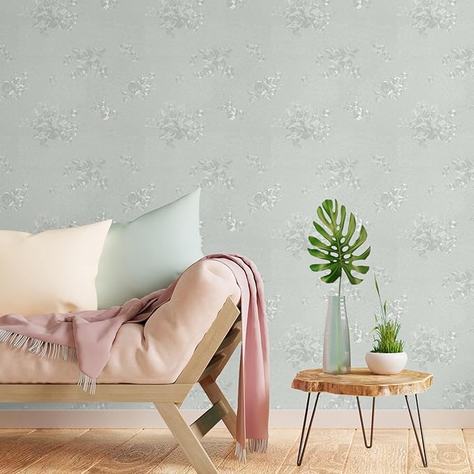 CHIHUT Peel and Stick Vintage Floral Wallpaper Embossed Beige Subtle Rose Floral Wallpaper for Bedroom Living Room Textured Removable Self Adhesive Contact Paper for Cabinets Accent Walls 12"x100"