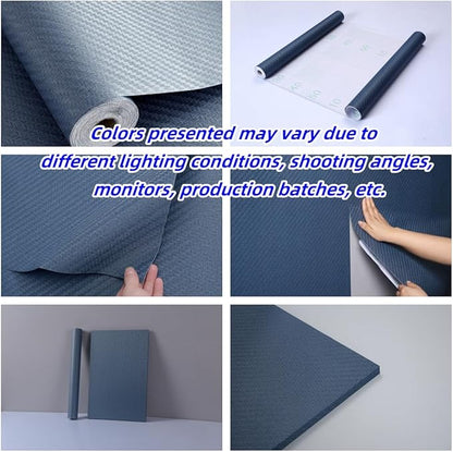 Haimin Fabric Wallpaper Textured Contact Paper (24in X 393in) Navy Blue Grasscloth Wallpaper Peel and Stick Faux Linen Wall Paper Self-Adhesive Vinyl Looks Like Woven Straw