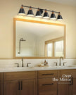 FEMILA Black 6 Light Bathroom Vanity Light, Vintage Bathroom Light Fixtures Over Mirror, E26 Base, 4FG59B-6W BK