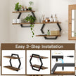 Floating Shelf- Floating Shelf for Wall Set of 2, 2 Tier Shelves for Wall for Bathroom, Bedroom, Toilet, Kitchen, Living Room, Office, Rustic Brown