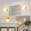 Modern Glass Globe Wall Sconce: Brushed Nickel Single Light with Milk Glass Shade - Minimalist Spherical Vanity Sconces over Mirror - Contemporary Ball Wall Lights Fixtures for Entryway Bulb Excluded