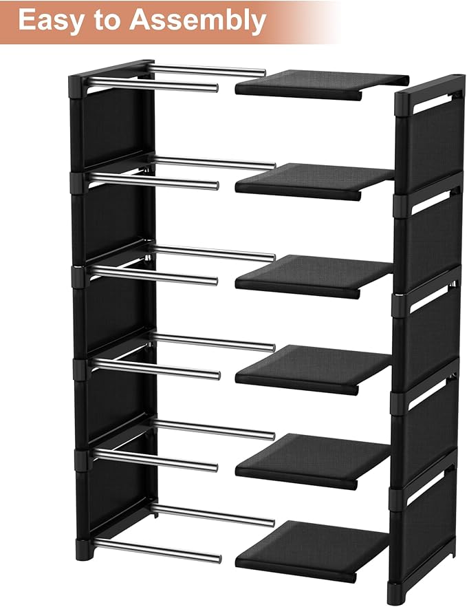 6-Tier Narrow Shoe Rack, Vertical Small Space Shoe Organizer, 9.84