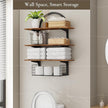 3 Tier Floating Shelf with Storage Baskets, Wall Mounted Bathroom Shelves Over Toilet, Wood Wall Shelves for Kitchen, Bedroom, Living Room, Home Organization and Decor, Rustic Brown