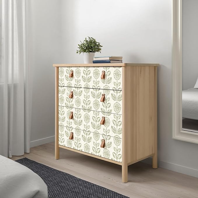 Wudnaye Vintage Floral Peel and Stick Wallpaper Beige Floral Contact Paper 17.7in × 196.8in Tulip Self Adhesive Wallpaper Boho Flowers Removable Waterproof Wall Paper for Bathroom Bedroom Decorative