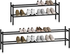 STORAGE MANIAC Long Expandable Shoe Rack, 12 Pairs Metal Wide Stackable Shoe Rack, Adjustable Shoes Shelf, Freestanding Shoes Organizer for Closet, Entryway, Hallway, Garage, Front Door, 2 Tiers