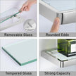 20IN Bathroom Shelves/Shelf Glass Wall Mount Floating Shelves for Bathroom Tempered Glass Rectangular 1 Tier Organizer Wall Shelf (Chrome Polished, 20'')