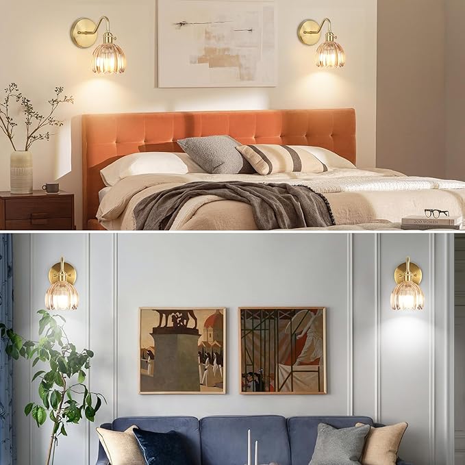 Battery Operated Wall Sconce Vintage,Battery Wall Sconces Set of Two with RGB Dimmable Remote Control,Rechargeable Wireless Wall Lights with Remote for Bedroom Living Room (Amber)