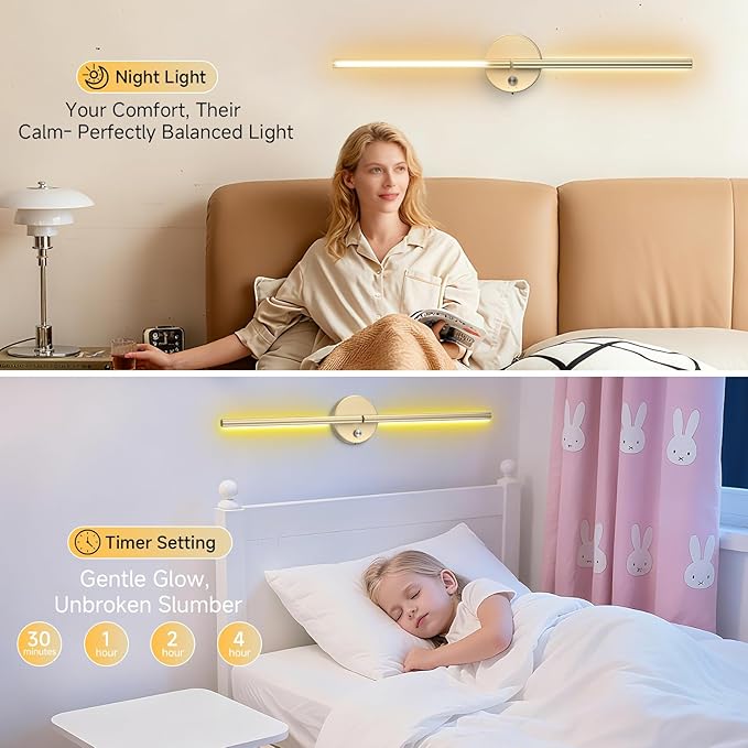 Battery Operated Wall Sconce Set of Two,Wireless Magnetic Wall Lights with Remote, 360°DIY Rotatable 5CCT Dimmable with Timer,RGB Cordless Wall Gold Sconces Decor for Vanity Bedroom Hallway 10000mAh
