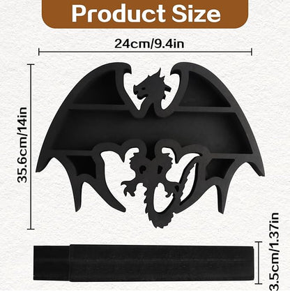 Wooden Floating Shelf Dragon Design Unique Room Decor Crystal & Rock Display Shelf, Floating Wall Shelves with Dragon Design for Rocks, Crystals, Oils, Stones, Plants 14x9.4inch
