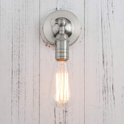 PERMO Vintage Industrial Pole Wall Mount Mini Single Sconce Metal Wall Sconces Fixture (Brushed)