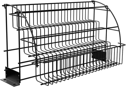 3 Tier Spice Rack Metal Seasoning Storage Shelf Cabinet-mounted Spice Holder Kitchen Storage Organizer Shelf with Guardrail and Mesh Design for Kitchen, Countertop, Dining Room, Black