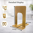 Alessk 6 Pieces Dark Matte Gold Bookends for Shelves, Heavy Duty Metal Bookends Supports Heavy Books, Decorative Gold Stops for Home or Office Decoration - 3 Pairs.