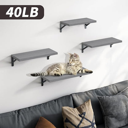 YGEOMER Floating Shelves for Wall, Different Sizes Gray Wall Shelves for Living Room, Bathroom, Bedroom, Kitchen, Home Decor (Set of 4)