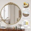 Growsun Round Wall Mirror with Vintage Gold Floral Frame – 28 Inch Decorative Wall Mirror for Living Room, Bedroom, Entryway, Bathroom Vanity – Elegant Antique Accent Home Décor