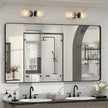 72x36 Inch Black Framed Bathroom Mirror for Wall, Large Matte Metal Framed Wall Mirror, Rounded Rectangle Vanity Mirror, Tempered Glass, Anti-Rust, Shatterproof (Horizontal/Vertical)
