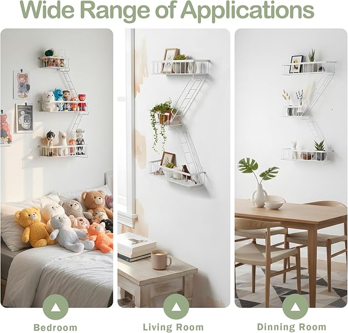 Fire Escape Wall Shelf White - Modern New York City Wall Decorative Display Ladder Floating Shelves for Bedroom, Home Décor, Action Figure Display (2.5-Tier)