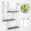 Hanging Shelves for Wall, 3 Tier Boho Hanging Plant Shelf, Floating Shelves Rope Rustic Wood Organizer Storage Hanger Rack for Aesthetic Home Bedroom Kitchen Bathroom (Champagne Flower)