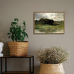 OIQArtOIQ Framed Vintage Landscape Wall Art Lake Natural Scenery Oil Painting Canvas Prints Country Farmhouse Decor Aesthetic Pictures for Kitchen Bedroom Living Room Bathroom