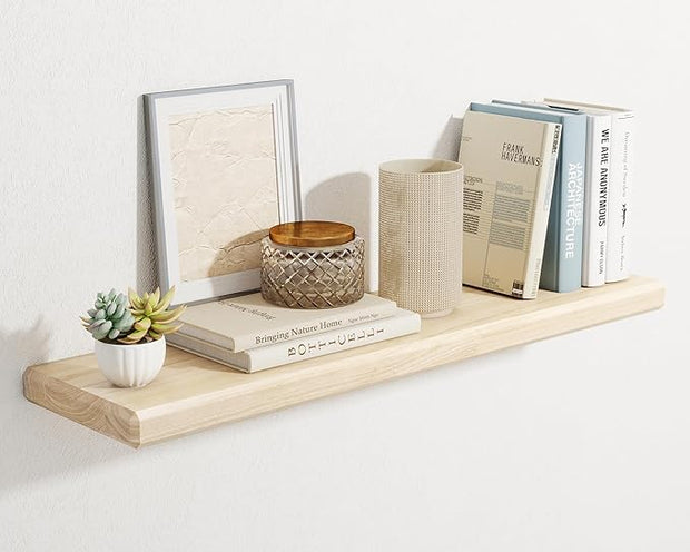 Axeman 36Inch Natural Wood Floating Shelves for Wall|Rustic Wooden Shelves for Bedroom Kitchen Bathroom|Storage Shelf with Invisible Bracket for Wall Mounted|Set of 1|Natural Color