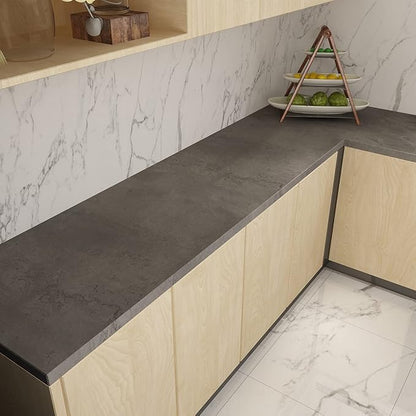 16"×1181" 3D Extra Thick Large Size Darker Grey Black Concrete Wallpaper Peel Stick Waterproof Dark Gray Concrete Cement Contact Paper Adhesive Textured Sticker for Bedroom Bathroom Gym Walls
