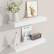 Fun Memories Floating Shelves Bathroom for Wall Mounted Shelves, 20 Inch Wood Shelf Set of 2, Home Storage & Display Decor, White