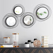 Hicarer 4 Pcs Decorative Round Modern Circle Mirror Wall Art Ring Metal Mirror Wall Mounted for Bedroom, Living Room, Entryway, Dining Room, Hallway (Black)