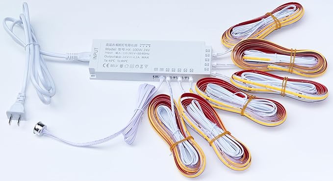 Under Cabinet Lights Kit, Touch Sensor COB LED Strip Lights, Dimmable Bright Lights for Kitchen Cabinets, Cupboards, Closets, Stairs, Shelf, Desk Natural White