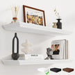 Fun Memories Floating Shelves 32 Inch Long, 9.3 Inch Deep Classic Crown Molding Floating Shelves for Wall, Rustic Wooden Shelves for Wall Decor Bathroom, Kitchen, Office, (White, 2Pack)