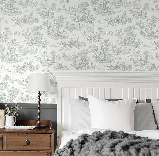 NextWall Chateau Toile Peel and Stick Wallpaper (Argos Grey)