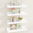 Fun Memories Picture Ledge Shelf for Wall, 16 inch Pine Wood Nursery Book Shelves Set of 4- Wall Book Shelves for Kids Room, Home Decor - Kitchen Spice-White