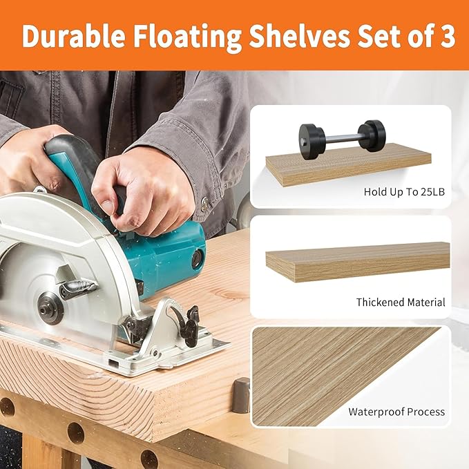 Floating Shelves for Wall Set of 3, 16