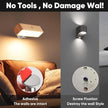 Wood Wall Sconces Battery Operated, Rechargeable Wall Lights Battery Operated, Stick On Wall Mounted lamp Bedside Reading for Bedroom, Stepless Dimmable Wall Lamps for Living Room