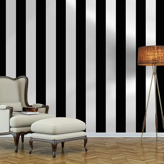 Guvana 472.4"x17.7" Striped Peel and Stick Wallpaper Black and White Self-Adhesive Wallpaper Removable Contact Paper Waterproof Wall Paper for Livingroom Cabinets Shelves Drawer Liner Decor Vinyl Roll