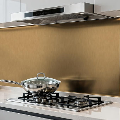 Stainless Steel Contact Paper 23.6"x 472" Dark Gold Stainless Steel Contact Paper Peel and Stick Countertop Removable Self Adhesive Thick Texture Vinyl Waterproof Wallpaper Fridge Kitchen Cabinets
