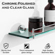 24 Inch Glass Bathroom Shelves,Chrome Polished Floating Shelves for Wall Rectangular Modern Stainless Steel Glass Shelf for Bathroom Shelves Wall Mounted